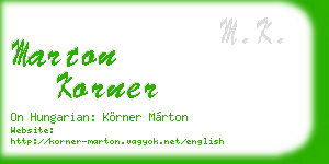 marton korner business card