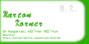 marton korner business card